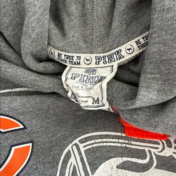 Gray Hoodie with Chicago Bears Football Helmet Design - Picture 6 of 6